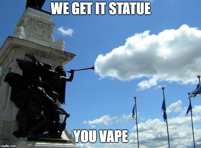 Check out my mods yo...fresh coils and a new tank |  WE GET IT STATUE; YOU VAPE | image tagged in vape,we get it you vape,statue | made w/ Imgflip meme maker