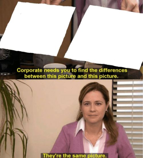 High Quality I see no diffrence Blank Meme Template