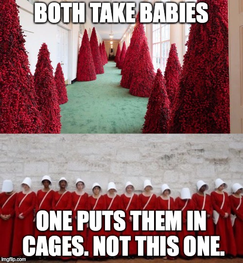 No Longer a Tale | BOTH TAKE BABIES; ONE PUTS THEM IN CAGES. NOT THIS ONE. | image tagged in trump | made w/ Imgflip meme maker