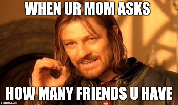 One Does Not Simply | WHEN UR MOM ASKS; HOW MANY FRIENDS U HAVE | image tagged in memes,one does not simply | made w/ Imgflip meme maker