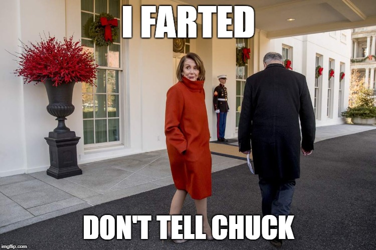 Nancy Pelosi | I FARTED; DON'T TELL CHUCK | image tagged in nancy pelosi | made w/ Imgflip meme maker