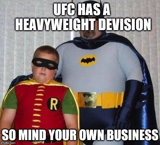 Fat Fighters | UFC HAS A HEAVYWEIGHT DEVISION SO MIND YOUR OWN BUSINESS | image tagged in fat fighters | made w/ Imgflip meme maker