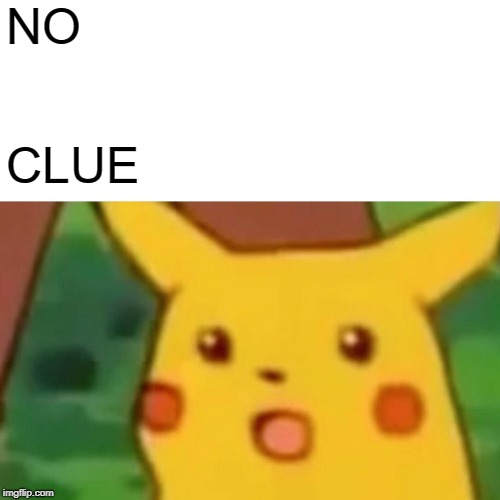 Surprised Pikachu Meme | NO CLUE | image tagged in memes,surprised pikachu | made w/ Imgflip meme maker