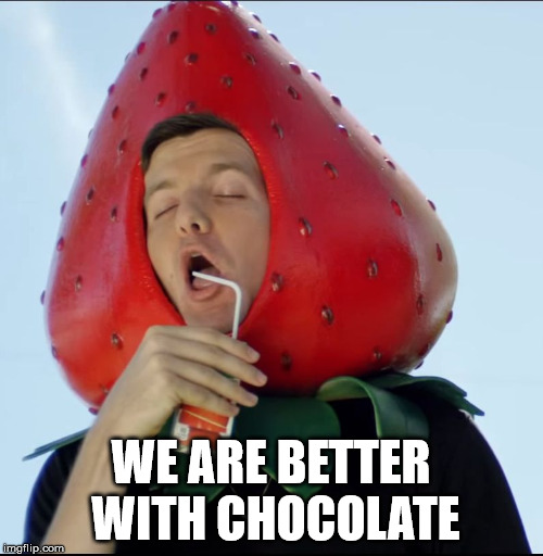 dillon francis strawberry | WE ARE BETTER WITH CHOCOLATE | image tagged in dillon francis strawberry | made w/ Imgflip meme maker
