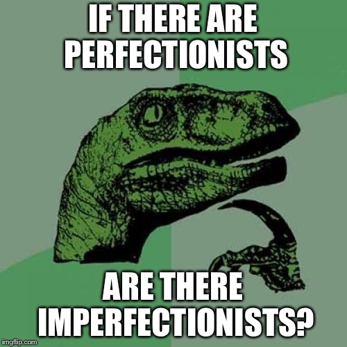 Philosoraptor Meme | IF THERE ARE PERFECTIONISTS; ARE THERE IMPERFECTIONISTS? | image tagged in memes,philosoraptor | made w/ Imgflip meme maker