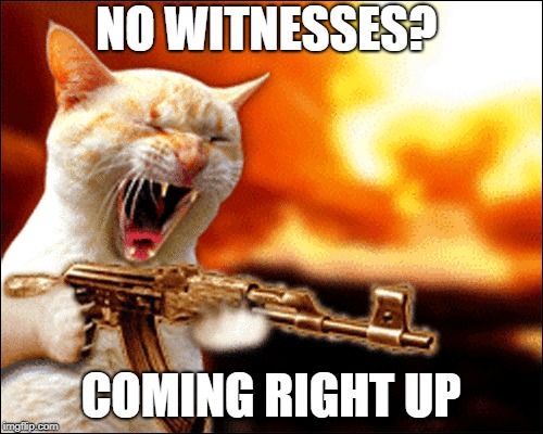 NO WITNESSES? COMING RIGHT UP | made w/ Imgflip meme maker