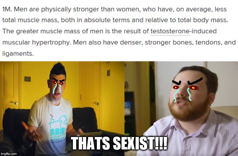fatings and shartalade | THATS SEXIST!!! | image tagged in tennings,ohhhmarmalade,triggered,sexist | made w/ Imgflip meme maker