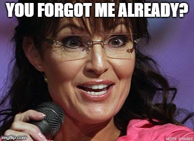 Sarah Palin crazy | YOU FORGOT ME ALREADY? | image tagged in sarah palin crazy | made w/ Imgflip meme maker