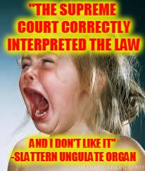 Crying Baby | "THE SUPREME COURT CORRECTLY INTERPRETED THE LAW AND I DON'T LIKE IT" -SLATTERN UNGULATE ORGAN | image tagged in crying baby | made w/ Imgflip meme maker