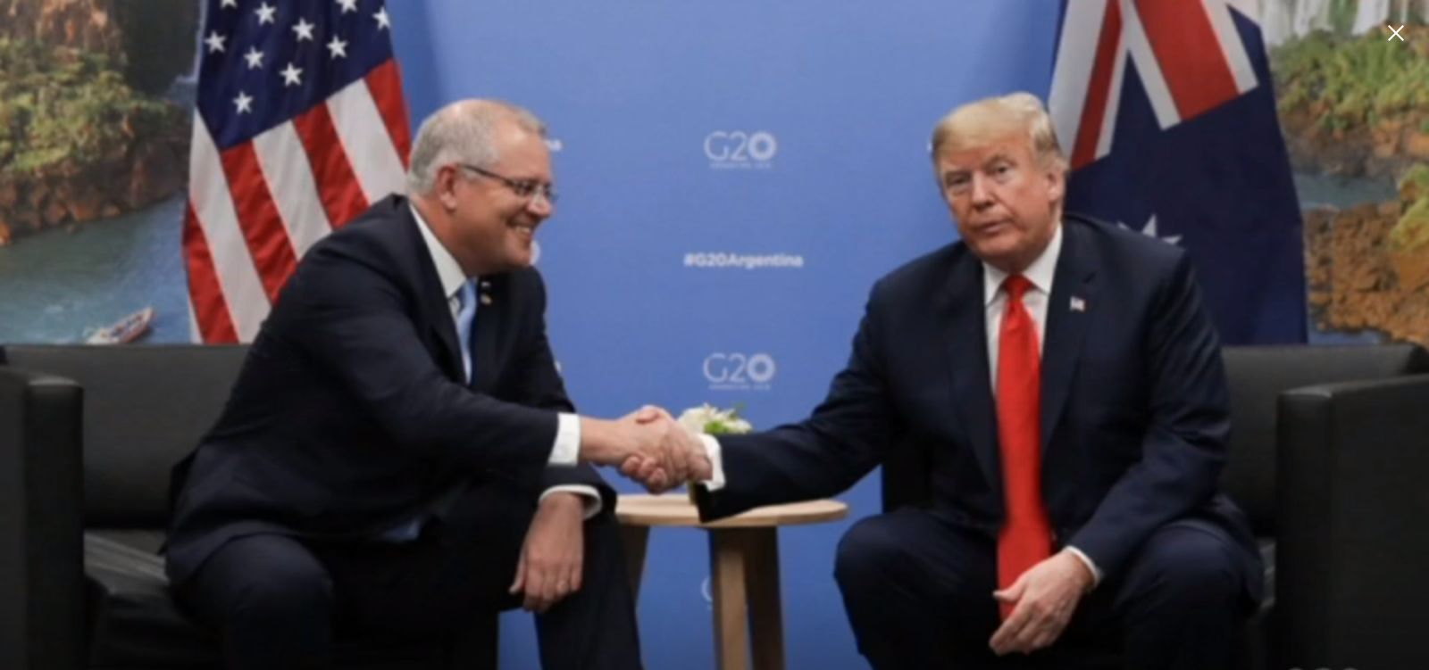 Trump meets Aussie PM Morrison G20 Blank Meme Template