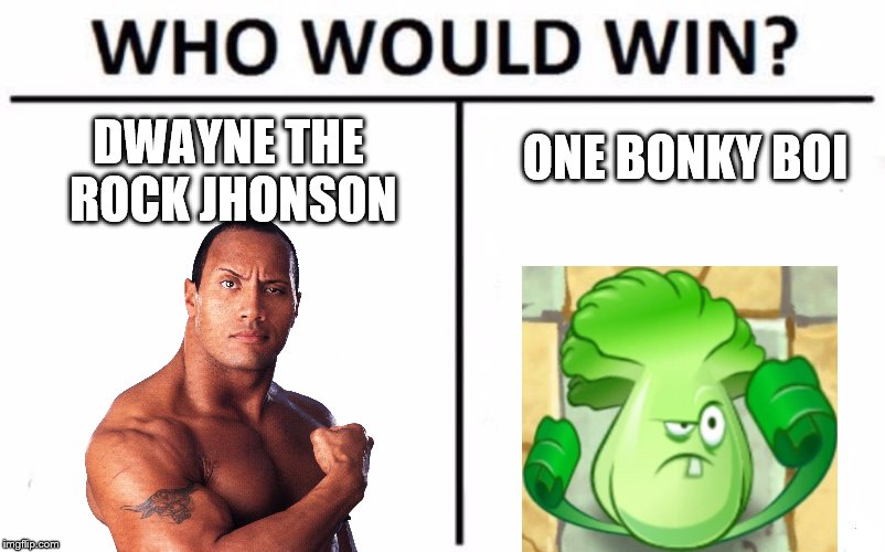 Who Would Win? Meme | ONE BONKY BOI; DWAYNE THE ROCK JHONSON | image tagged in memes,who would win | made w/ Imgflip meme maker