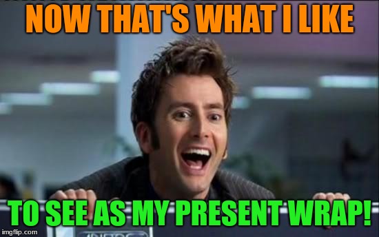 Doctor Who | NOW THAT'S WHAT I LIKE TO SEE AS MY PRESENT WRAP! | image tagged in doctor who | made w/ Imgflip meme maker