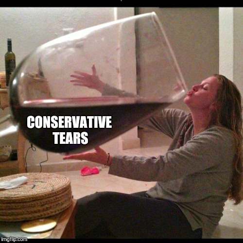 Wine Drinker | CONSERVATIVE TEARS | image tagged in wine drinker | made w/ Imgflip meme maker