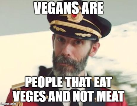 Captain Obvious | VEGANS ARE; PEOPLE THAT EAT VEGES AND NOT MEAT | image tagged in captain obvious | made w/ Imgflip meme maker