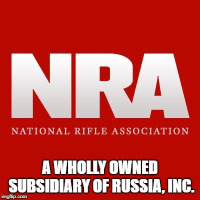 Nra | A WHOLLY OWNED SUBSIDIARY OF RUSSIA, INC. | image tagged in nra | made w/ Imgflip meme maker