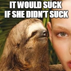 rape sloth | IT WOULD SUCK IF SHE DIDN'T SUCK | image tagged in rape sloth | made w/ Imgflip meme maker