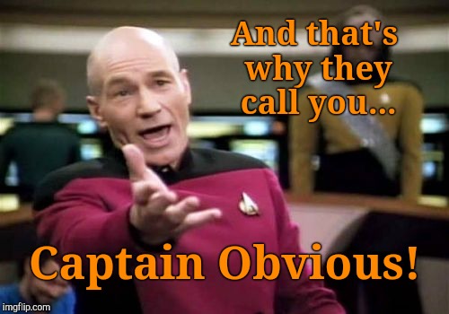 Picard Wtf Meme | And that's why they call you... Captain Obvious! | image tagged in memes,picard wtf | made w/ Imgflip meme maker