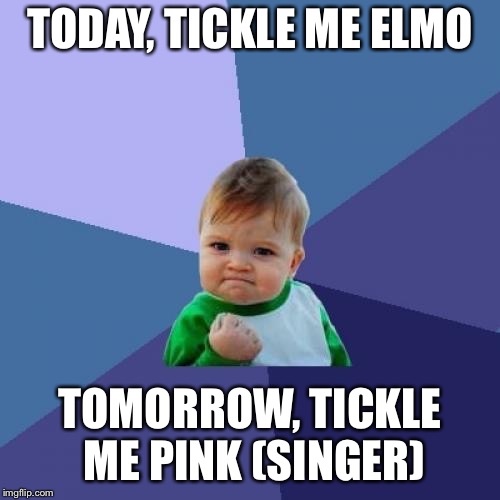 Success Kid Meme | TODAY, TICKLE ME ELMO; TOMORROW, TICKLE ME PINK (SINGER) | image tagged in memes,success kid | made w/ Imgflip meme maker