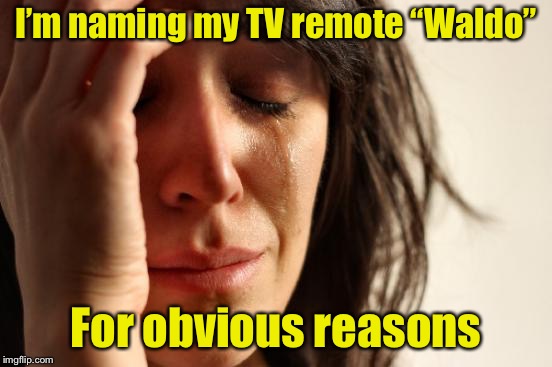 First World Problems Meme | I’m naming my TV remote “Waldo”; For obvious reasons | image tagged in memes,first world problems | made w/ Imgflip meme maker