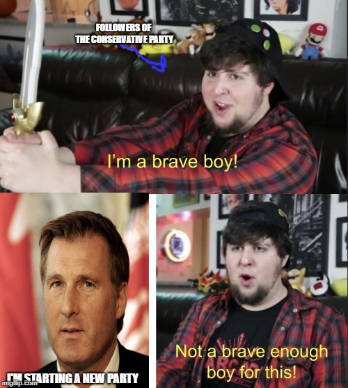 jontron | FOLLOWERS OF THE CONSERVATIVE PARTY; I'M STARTING A NEW PARTY | image tagged in jontron | made w/ Imgflip meme maker