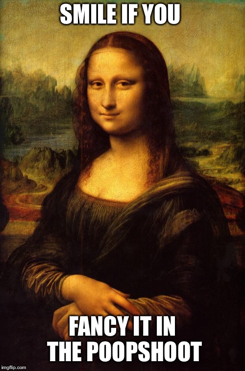 The Mona Lisa | SMILE IF YOU; FANCY IT IN THE POOPSHOOT | image tagged in the mona lisa | made w/ Imgflip meme maker