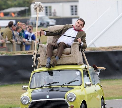Mr. Bean on the car Blank Meme Template