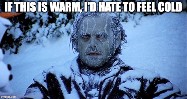 Freezing cold | IF THIS IS WARM, I'D HATE TO FEEL COLD | image tagged in freezing cold | made w/ Imgflip meme maker