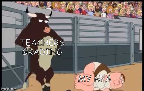 My innocent GPA | TEACHERS GRADING; MY GPA | image tagged in funny memes,funny,family guy | made w/ Imgflip meme maker