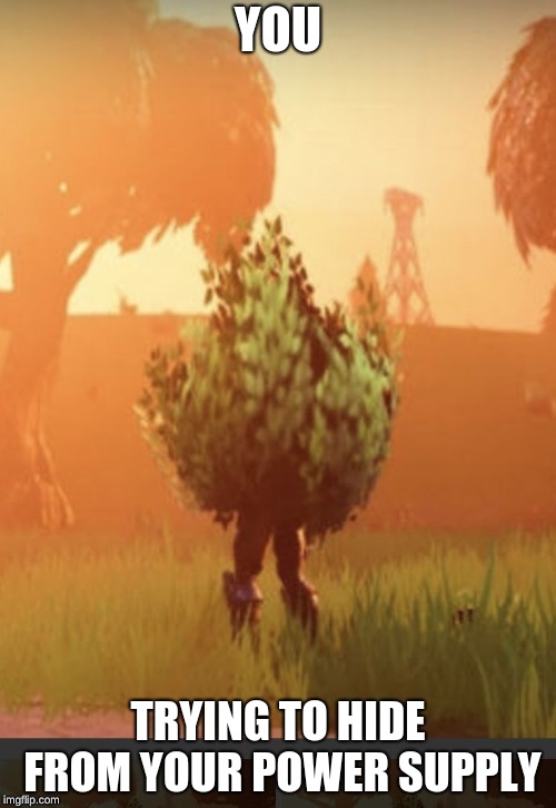 Fortnite bush | YOU; TRYING TO HIDE FROM YOUR POWER SUPPLY | image tagged in fortnite bush | made w/ Imgflip meme maker