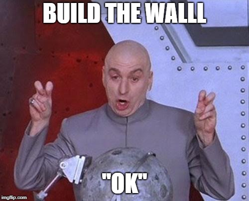 Dr Evil Laser | BUILD THE WALLL; ''OK'' | image tagged in memes,dr evil laser | made w/ Imgflip meme maker