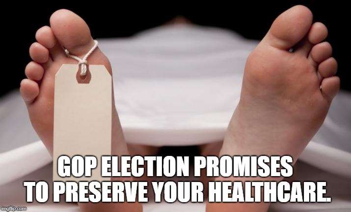 GOP Healthcare Plan | GOP ELECTION PROMISES TO PRESERVE YOUR HEALTHCARE. | image tagged in political meme | made w/ Imgflip meme maker
