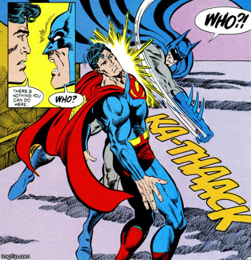 Batman kicks butt | . | image tagged in superheroes,batman vs superman | made w/ Imgflip meme maker