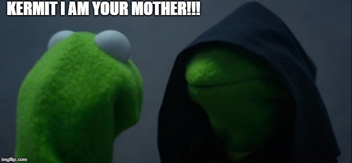 Evil Kermit | KERMIT I AM YOUR MOTHER!!! | image tagged in memes,evil kermit | made w/ Imgflip meme maker