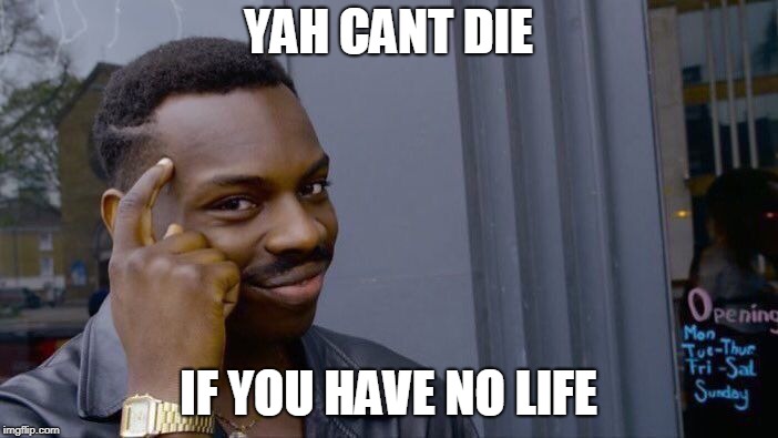 Roll Safe Think About It Meme | YAH CANT DIE; IF YOU HAVE NO LIFE | image tagged in memes,roll safe think about it | made w/ Imgflip meme maker