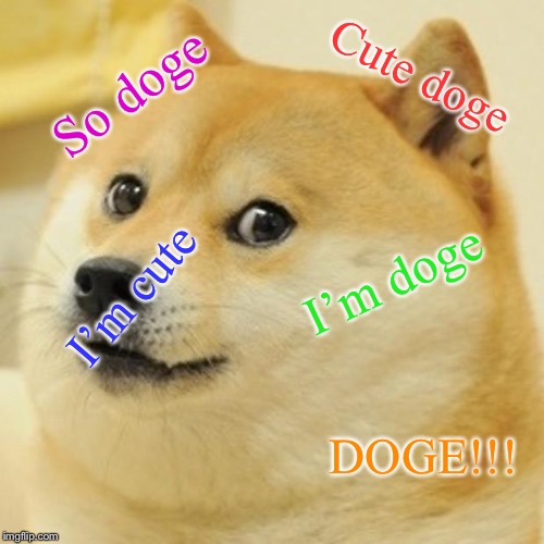 Doge Meme | Cute doge; So doge; I’m doge; I’m cute; DOGE!!! | image tagged in memes,doge | made w/ Imgflip meme maker