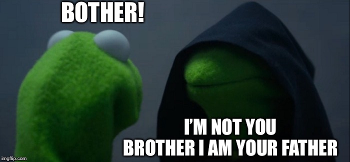 Evil Kermit Meme | BOTHER! I’M NOT YOU BROTHER I AM YOUR FATHER | image tagged in memes,evil kermit | made w/ Imgflip meme maker