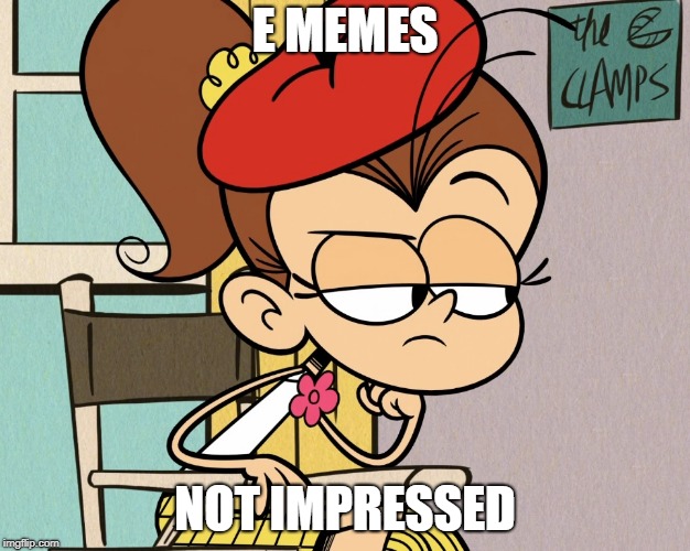 Luan unimpressed | E MEMES; NOT IMPRESSED | image tagged in luan unimpressed | made w/ Imgflip meme maker