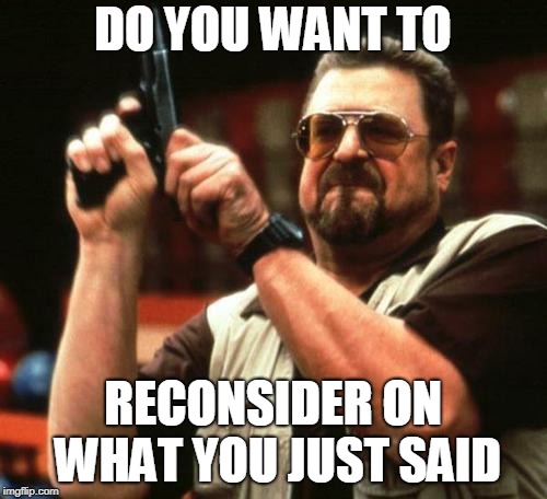 gun | DO YOU WANT TO RECONSIDER ON WHAT YOU JUST SAID | image tagged in gun | made w/ Imgflip meme maker