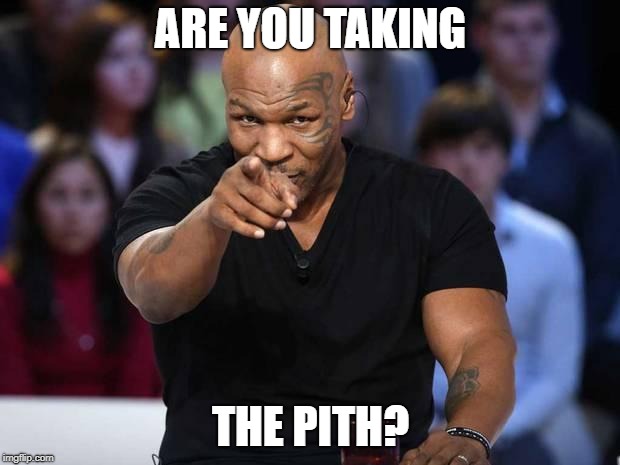 Mike Tyson | ARE YOU TAKING THE PITH? | image tagged in mike tyson | made w/ Imgflip meme maker