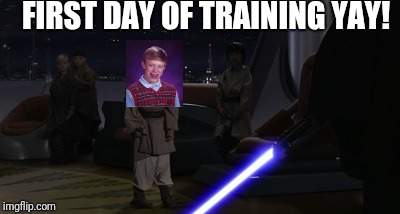 Brian during his first day as an exchange student. | FIRST DAY OF TRAINING YAY! | image tagged in anakin kills younglings | made w/ Imgflip meme maker