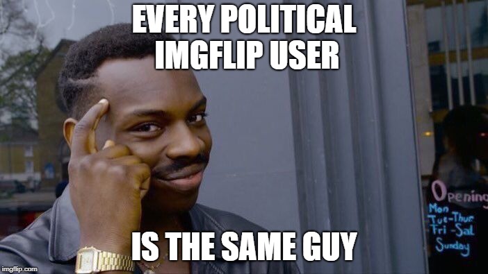Roll Safe Think About It | EVERY POLITICAL IMGFLIP USER; IS THE SAME GUY | image tagged in memes,roll safe think about it,politics,political meme,imgflip users | made w/ Imgflip meme maker