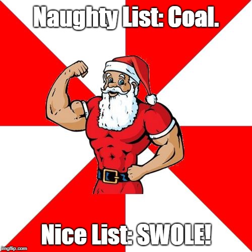 Jersey Santa | Naughty List: Coal. Nice List: SWOLE! | image tagged in memes,jersey santa | made w/ Imgflip meme maker