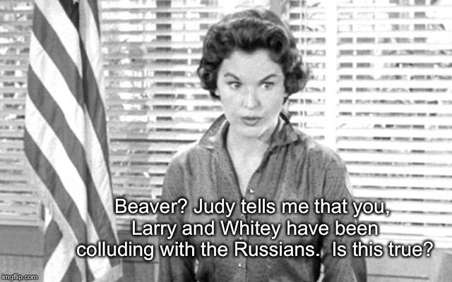 His Name Was Lumpy Rutherford | Beaver? Judy tells me that you, Larry and Whitey have been colluding with the Russians.  Is this true? | image tagged in seth rich,leave it to beaver,killary,trump russia collusion | made w/ Imgflip meme maker