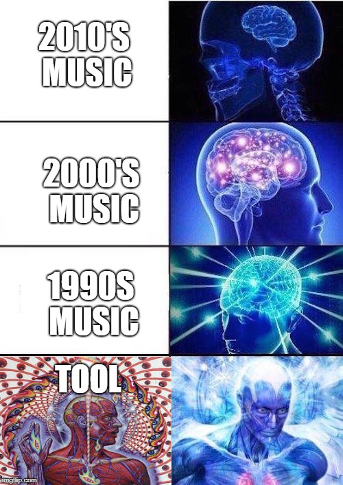 Brain Mind Expanding | 2010'S MUSIC; 2000'S MUSIC; 1990S MUSIC; TOOL | image tagged in brain mind expanding | made w/ Imgflip meme maker