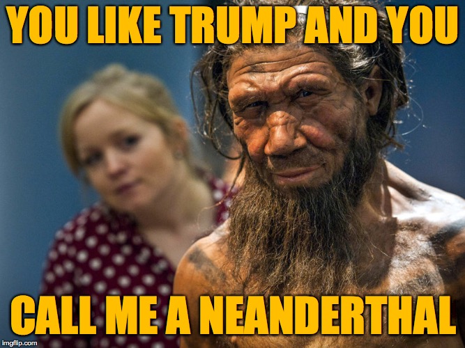YOU LIKE TRUMP AND YOU; CALL ME A NEANDERTHAL | image tagged in memes,trump,neanderthal | made w/ Imgflip meme maker