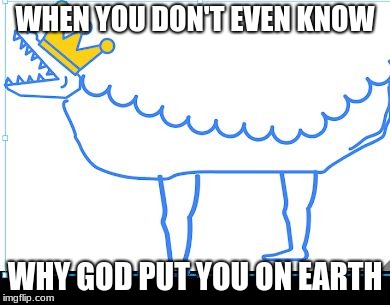 WHEN YOU DON'T EVEN KNOW; WHY GOD PUT YOU ON EARTH | image tagged in dum dragon | made w/ Imgflip meme maker