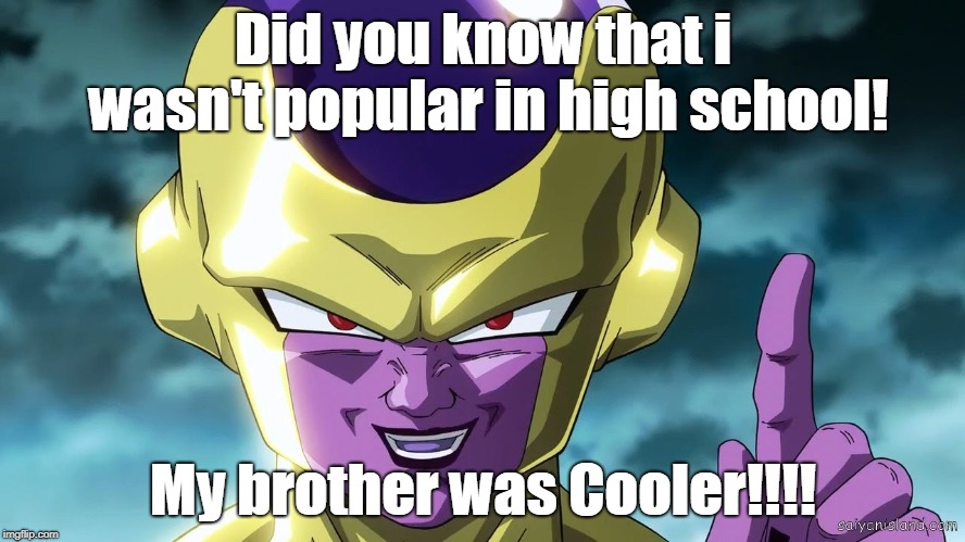 golden frieza | Did you know that i wasn't popular in high school! My brother was Cooler!!!! | image tagged in golden frieza | made w/ Imgflip meme maker