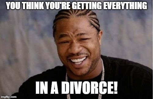 Yo Dawg Heard You | YOU THINK YOU'RE GETTING EVERYTHING; IN A DIVORCE! | image tagged in memes,yo dawg heard you | made w/ Imgflip meme maker