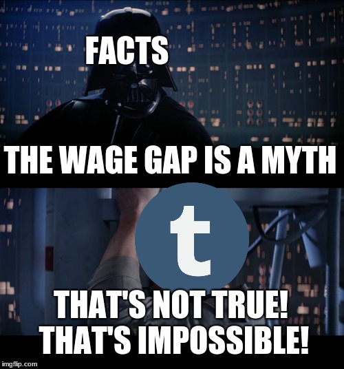 Probably the last good thing we'll see related to Tumblr nowadays is feminist memes | FACTS; THE WAGE GAP IS A MYTH; THAT'S NOT TRUE! THAT'S IMPOSSIBLE! | image tagged in memes,star wars no,tumblr,feminist,feminazi | made w/ Imgflip meme maker