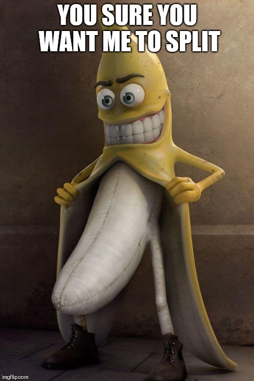 http://cl.jroo.me/z3/M/8/V/d/a.aaa-Banana-Stalker.jpg | YOU SURE YOU WANT ME TO SPLIT | image tagged in http//cljroome/z3/m/8/v/d/aaaa-banana-stalkerjpg | made w/ Imgflip meme maker